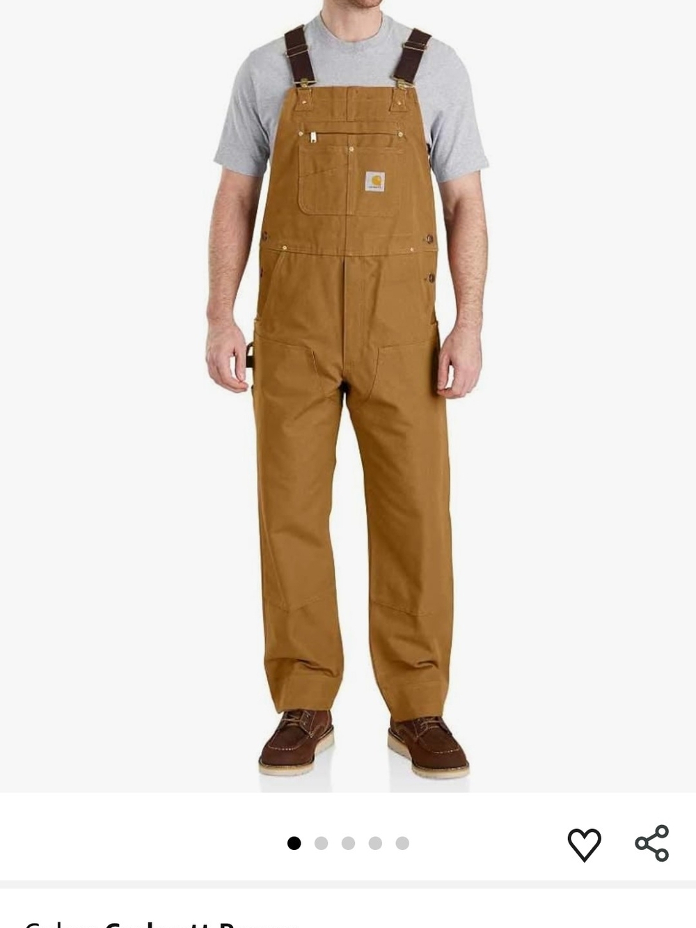 NWOT Carhartt Brown Duck Canvas Bib Overalls with Dark Straps